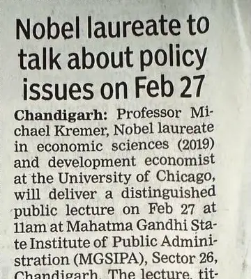 Nobel laureate to talk about policy issues on Feb 27