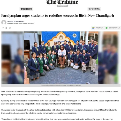 Paralympian urges students to redefine success in life in New Chandigarh